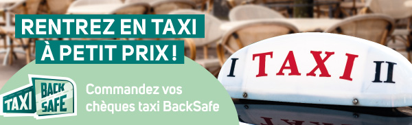 Chèque taxi Back Safe - Agence Wallonne pour la sécurité routière